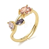 Flower Brass Glass Adjustable Finger Rings GL-CBA18A7-01G-01-4