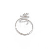 304 Stainless Steel Snake Wide Open Cuff Ring for Women RJEW-S405-160P-2