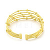 Rack Plating Brass Multi-Strand Round Ball Open Cuff Bangles for Women BJEW-P322-02G-3