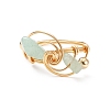 Natural Mixed Stone Chips with Brass Beaded Finger Ring RJEW-JR00515-4