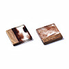 Transparent Resin & Walnut Wood Pendants RESI-T035-31B-3