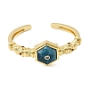 Hexagon Brass Pave Natural Apatite & Cubic Zirconia Cuff Bangles for Women BJEW-Z172-01G-06-4