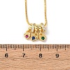 Brass Pave Colorful Cubic Zirconia Pendant Box Chain Adjustable Slider Necklaces NJEW-D348-03E-G-5