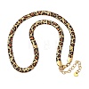 304 Stainless Steel Leopard Print Flat Snake Chain Necklaces for Women NJEW-A044-02B-G-4