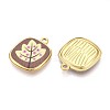 Printed Style 304 Stainless Steel Square Pendants STAS-T071-25B-G-2