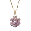 Natural Mixed Gemstone Cluster Flower Pendant 304 Stainless Steel Cable Chain Necklaces with Glass Seed Baeds NJEW-MZ00142-6