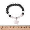 Natural Madagascar Rose Quartz & Lava Rock & Shell Pearl Charm Bracelets BJEW-JB13707-01-4