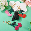 3Pcs 3 Colors PU Leather Alloy Keychains KEYC-TA0001-41-6