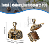 6Pcs Carved Cuboid Rack Plating Brass Prayer Box Pendants KK-FH0006-70-2
