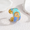 304 Stainless Steel Enamel & Rhinestone Cuff Open Rings WG35DFF-03-1