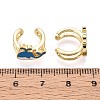 Whale Brass Enamel Cuff Earrings EJEW-T049-05G-4