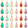24Pcs 6 Colors  Golden Brass Micro Pave Cubic Zirconia Charms KK-GA0001-68-1