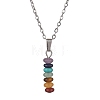 Natural & Synthetic Mixed Gemstone Disc Pendant Necklaces NJEW-JN04623-01-1