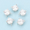 925 Sterling Silver Pave Clear Cubic Zirconia Flat Round Charms STER-T008-69S-03-1