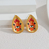 304 Stainless Steel Enamel Stud Earrings WGB06E4-03-1
