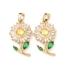 Brass Micro Pave Cubic Zirconia Pendants KK-F917-07G-1