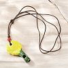 Adjustable Sunflower Porcelain Whistle Pendant Waxed Cord Necklaces for Women LS-FB-CBA68CE-01B-1