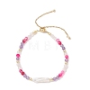 Natural & Synthetic Gemstone & Nuggets Baroque Pearl Keshi Pearl Beads Slider Bracelets BJEW-JB13260-3