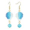 304 Stainless Steel with Glass Cylinder Seed Beads Hot Air Balloon Dangle Earrings EJEW-MZ00820-01-2