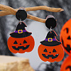 Halloween Pumpkin Alloy Dangle Stud Earrings XN8797-1-1