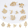10Pcs 5 Style Brass Stud Earring Findings KK-CA0002-05-4