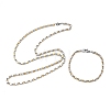304 Stainless Steel Chain Necklaces & Bracelets Sets SJEW-D091-11GP-4