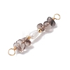 Natural Ice Obsidian Chip & Natural Cultured Freshwater Pearl Rice Beaded Connector Charms PALLOY-JF03707-03-4