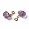 Natural Amethyst Money Bag Spring Ring Clasp Charms HJEW-P014-06G-2