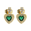 Brass Pave Cubic Zirconia Stud Earrings EJEW-N054-50A-G-1