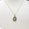 Natural Black Lip Shell 304 Stainless Steel Teardrop Pendant Necklaces for Women WGF5E8A-02-2