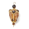 Bohemian Natural Tiger Eye Round with Glass Beaded Teardrop Links Connector Charms PALLOY-MZ01227-01-1