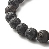 Natural Lava Rock & Non-magnetic Synthetic Hematite Round Beads Energy Power Stretch Bracelets Sett BJEW-JB07051-7