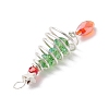 3Pcs 3 Colors Christmas Theme Copper Wired Glass Big Pendants PALLOY-JF02857-5