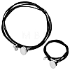 2Pcs 2 Styles Alloy Rectangle PU Leather Layered Cord Choker Necklaces for Women NJEW-CL0001-34B-1
