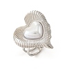 304 Stainless Steel Pave Imitation Pearl Cuff Open Rings RJEW-T037-04P-2