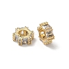 Hexagon Brass Clear Cubic Zirconia European Beads KK-D228-06G-1