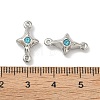 304 Stainless Steel Aquamarine Rhinestone Connector Charms STAS-L308-03A-P-3