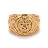 Ion Plating(IP) 304 Stainless Steel Pentagram Chunky Finger Ring for Women RJEW-A005-03G-2