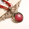 Bohemian Style Flat Round Alloy & Resin Imitation Gems Pendant Necklaces WG23E28-01-1