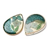 Brass & Transparent Epoxy Resin & Dried Flower Pendants RESI-G133-05G-02-2