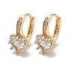 Brass with Clear Cubic Zirconia Hoop Earrings EJEW-B035-37KCG-1