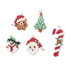 5Pcs 5 Styles Christmas Themed Glass Seed Beaded Pendants PALLOY-MZ00868-1