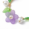 Acrylic Flower & Glass Pearl Charm Bracelets BJEW-JB10054-03-3