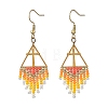 Glass Beads Braided Dangle Earrings EJEW-MZ00786-02-3