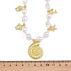 Ocean Brass Conch Shell Dolphin Turtle Pendant White ABS Plastic Imitation Keshi Pearl Beaded Necklaces KK-CBA4547-02G-6