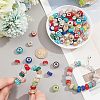  100Pcs 2 Style Polymer Clay Rhinestone & Resin European Large Hole Beads with Silver Color Plated Brass Cores FPDL-NB0001-04-3