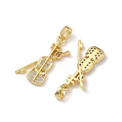Brass Micro Pave Clear Cubic Zirconia Pendants CU-L277-09G-1