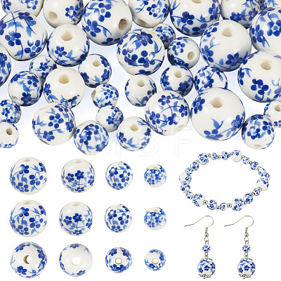40Pcs 4 Styles Handmade Porcelain Beads PORC-TADJ0001-08B-1