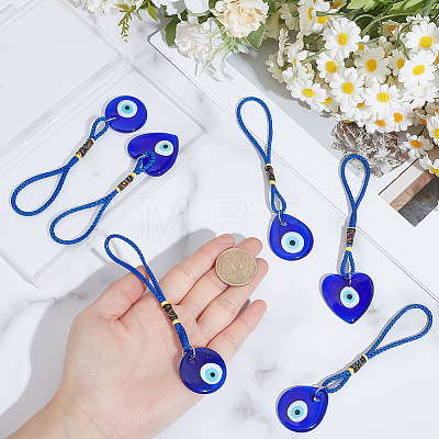 6Pcs 3 Styles Handmade Lampwork Evil Eye Car Rearview Mirror Pendant Decorations HJEW-ME00111-1
