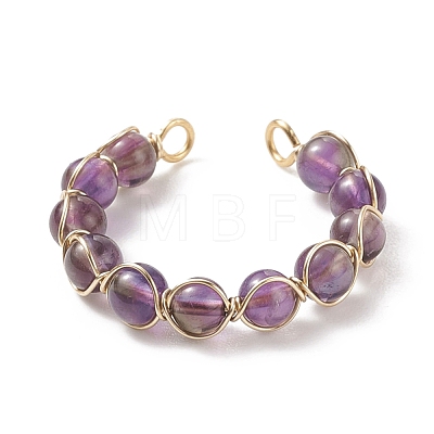 Natural & Synthetic Gemstone Cuff Ring RJEW-JR00488-1